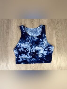 Electric & Rose Timberlane Women’s Sports Bra Blue White Tie Dye Racerback M